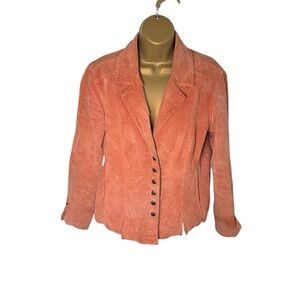 Vintage Y2K Live a Little Fitted Button Front Jacket Real Suede Rust M